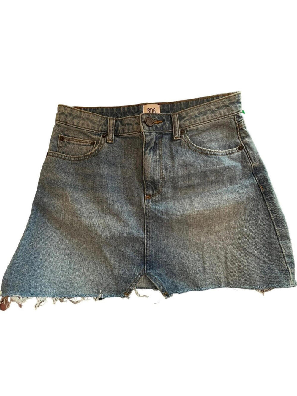 Urban Outfitters BDG Denim Mini Skirt Jean A line Light Wash Raw Hem Sz Small